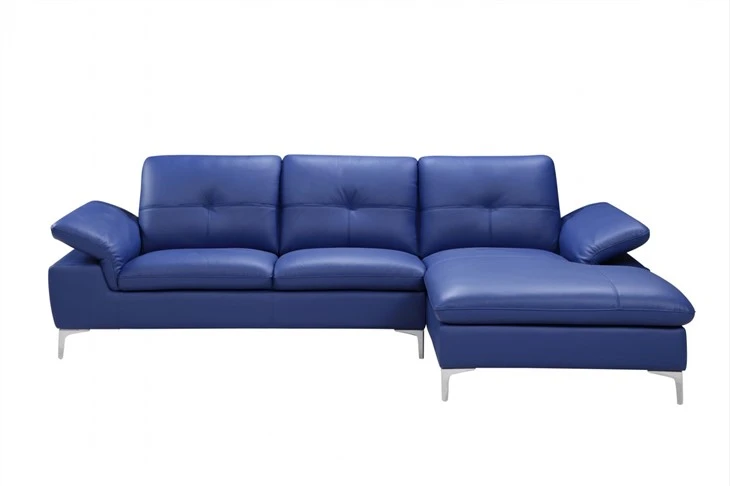 L Shape Blue Leather Sofa